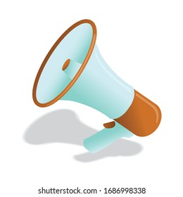 Megaphone a una ilustración vectorial en estilo de papel aislado en fondo blanco para anuncios, contratación y otros.
