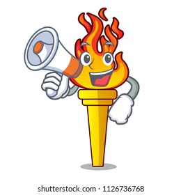 With megaphone torch character cartoon style