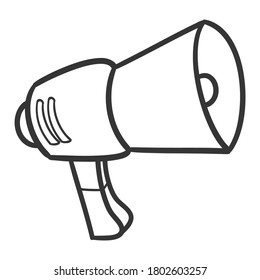 Megaphone Traditional Doodle. Icons Sketch Hand Made. Design Vector Line Art.