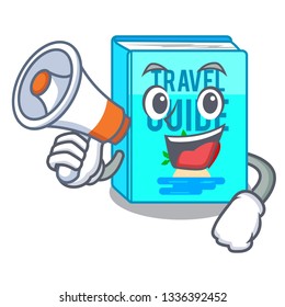 With megaphone travel guide book the shape mascot