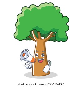 With megaphone tree character cartoon style