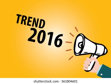 megaphone with TREND 2016 announcement ,business concept ,business idea
