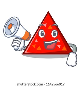 With megaphone triangel character cartoon style