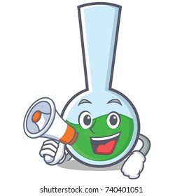 With megaphone tube laboratory character cartoon