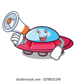 With megaphone ufo character cartoon style