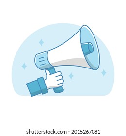 Megaphone vector with blue and white color suitable for illustration or icon