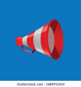 Megaphone vector bullhorn loudspeaker or announce and loud voice in speaker or announcement in horn illustration isolated on blue background
