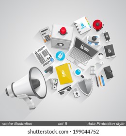 Megaphone vector data  style. set 9