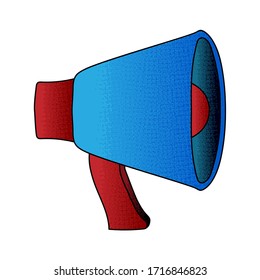 diseño vector megáfono. mano digital dibujada. textura de medio tono