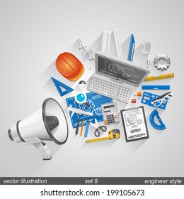 Megaphone vector engineer style. set 8