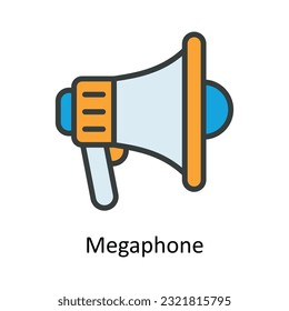 Megaphone Vector Fill Umriss Icon Design Illustration. Multimedia-Symbol auf weißem Hintergrund - EPS10-Datei