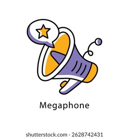 Mit Megaphon-Vektorgrafik ausgefülltes Umrissstilsymbol. EPS 10-Datei