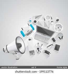 Megaphone vector home style. set 4