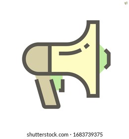 Megaphone vector icon design on white background, 48x48 pixel perfect and editable stroke.