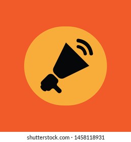 Megaphone vector icon isolated on orange background