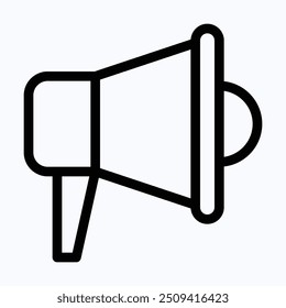 Icono del Vector del megáfono, altavoz, promoción, comercialización, icono del anuncio. Icono de Vector lineal aislado.