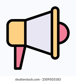 Ícone de vetor Megaphone, alto-falante, promoção, marketing, ícone de anúncio. Ícone De Vetor De Cor Linear Isolado.