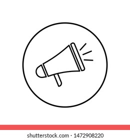 Megaphone vector icon, loudspeaker symbol. Simple, flat design for web or mobile app