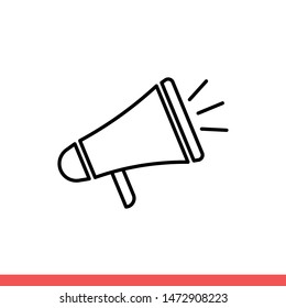 Megaphone vector icon, loudspeaker symbol. Simple, flat design for web or mobile app