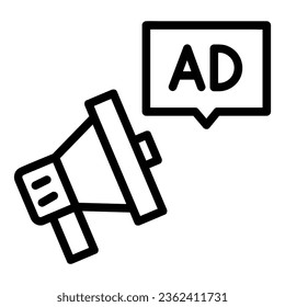 Megaphone Vector Icon, Outline style icon, from Advertisement icons collection, isolated on white Background.