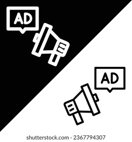 Megaphone Vektorsymbol, Outline-Symbol, aus der Sammlung von Werbesymbiegesymbolen einzeln auf schwarz-weißem Hintergrund.
