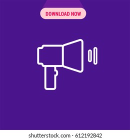 Megaphone Vector Icon, The outlined symbol of loadspeaker. Simple, modern flat vector illustration for mobile app, website or desktop app  