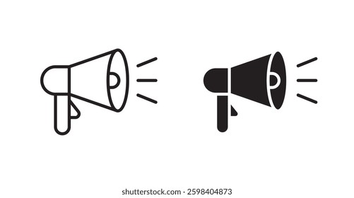 Megaphone vector icon set in black color.