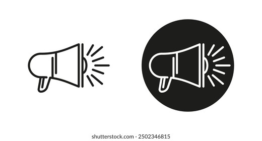 Megaphone vector icon set. Loudspeaker outline icons.