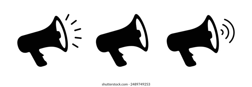 Megaphone vector icon Set, megaphone symbol with sound, Loudspeaker megaphone icons	