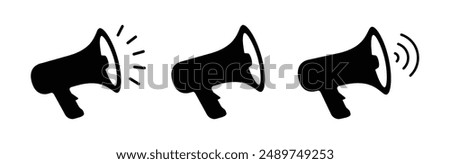 Megaphone vector icon Set, megaphone symbol with sound, Loudspeaker megaphone icons	