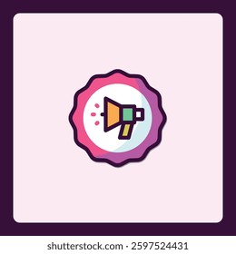 Megaphone vector icon for social media marketing campaigns badge