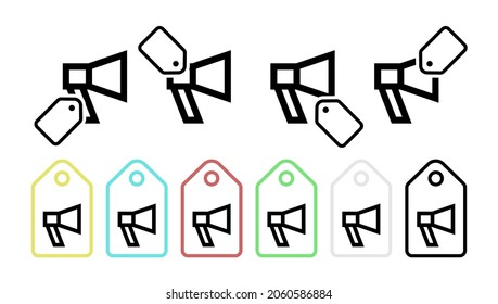 Icono de vector Megaphone en la ilustración de conjunto de etiquetas para ui y ux, sitio web o aplicación móvil