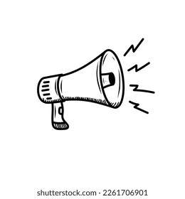 Megaphone vector illustration in cute doodle style isolated on white background