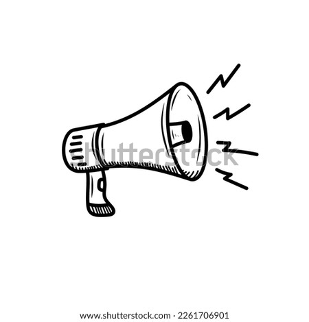 Megaphone vector illustration in cute doodle style isolated on white background