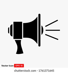 Megáfono. Ilustración vectorial en un diseño plano y aislado con fondo blanco.