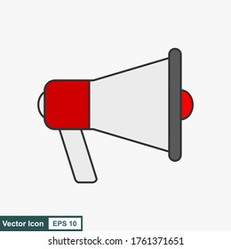 Megáfono. Ilustración vectorial en un diseño plano y aislado con fondo blanco.