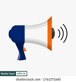 Megáfono. Ilustración vectorial en un diseño plano y aislado con fondo blanco.