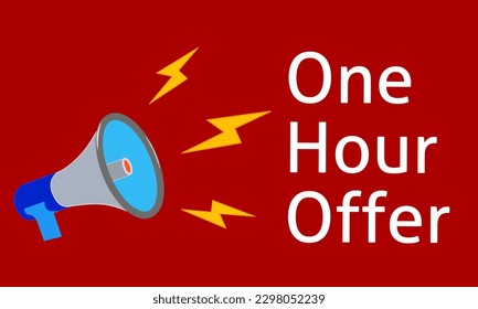 megaphone vector Illustration on red background, concept of marketing, flat style design