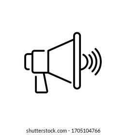 Ilustración portadora Megáfona. Icono de línea de símbolos Tecnología e Smart Working. 