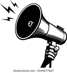 Megaphone vector logo black and whiteDesign 