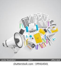 Megaphone vector office style. set 3