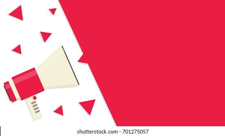 Megaphone vector on white background. Red free space for text.