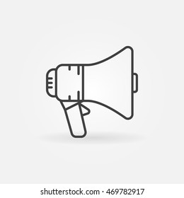 Megaphone vector outline icon. Thin line minimal loudspeaker symbol or logo element