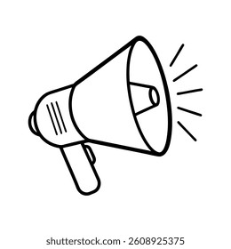 Megaphone Vector Outline Illustration in Flat Style


