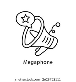 Ícone de estilo de contorno de vetor Megaphone. Arquivo Eps 10
