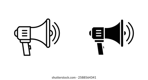 Megaphone vectors icons set in filled and strokes on white background