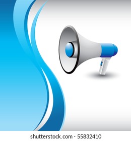 megaphone vertical blue wave