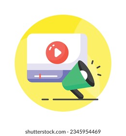 Megaphone mit Video-Player, die das trendige Symbol der Videomarketing kennzeichnet