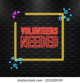Megaphone with volunteers needed poster in flat style. Vector illustration