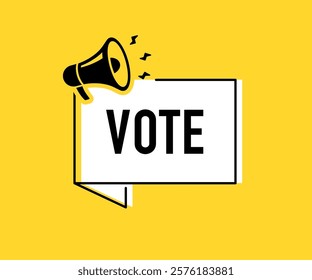 Megaphone with vote speech bubble. Loudspeaker. Banner for business, marketing and advertising. Vector illustration.	
